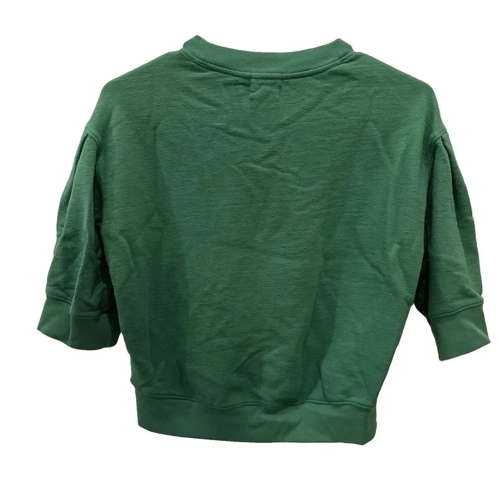 Nation LA Women’s Tate Cropped Boxy Pima Cotton Sweatshirt Verdant Green Small